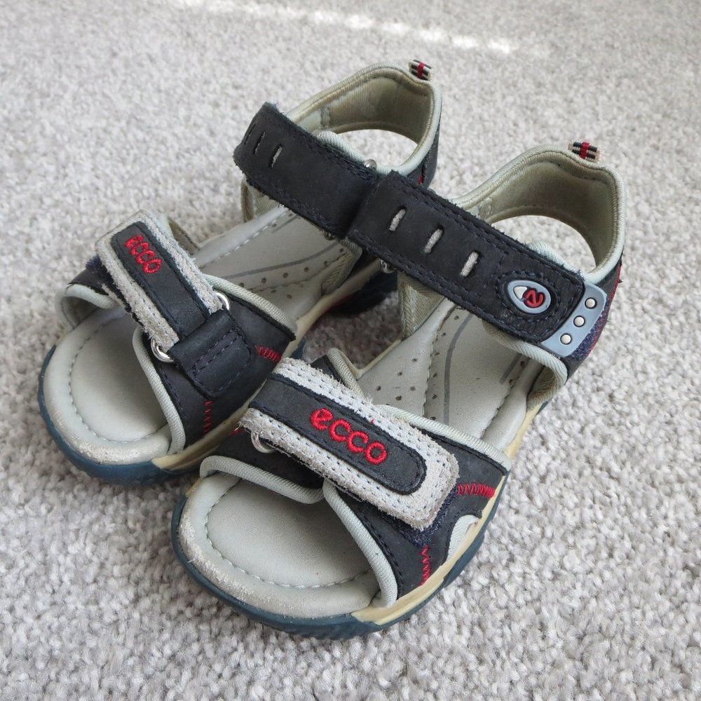 Ecco Boys Leather Logo Sandals Shoes EUR 24 / US 7-7.5